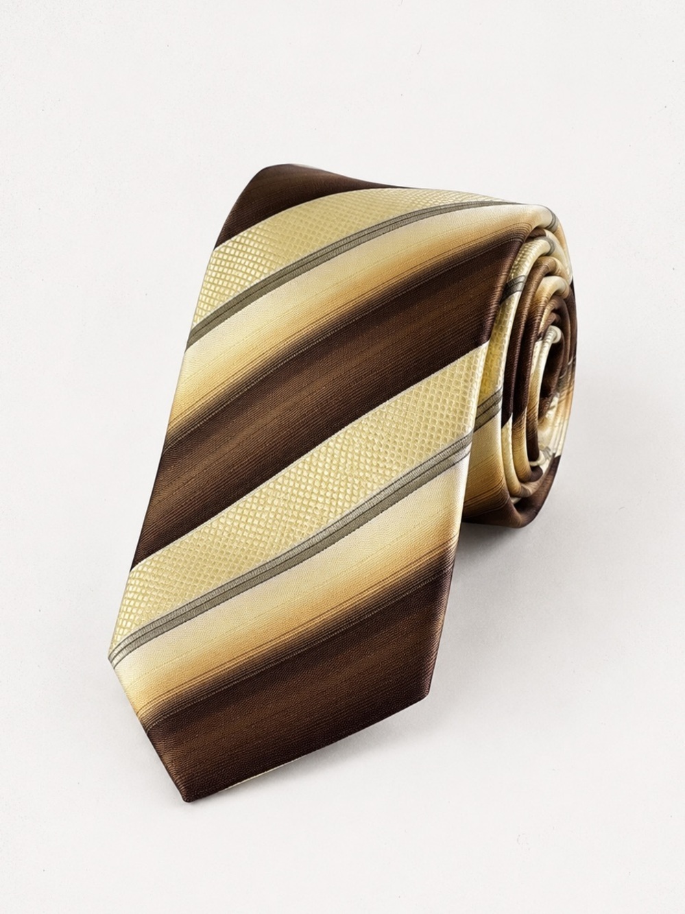 Valentino Cravatte Striped Brown Gold Silk Tie Luxury Designer Classic Wedding